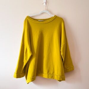 Bryn Walker • Alden Oversized Dandelion Yellow Bamboo Cotton Fleece Shirt • L